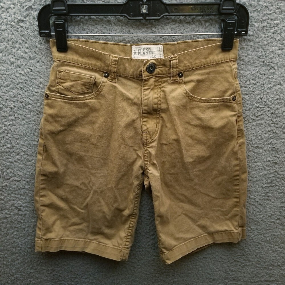 Free Planet Women's 10 Brown-Tan Chino Jean Shorts 26" 8" 9"